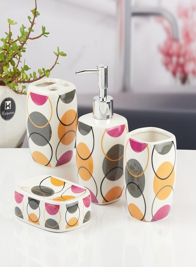 Kookee Ceramic Bathroom Set - Stylish 4 Piece Bath Accessories Kit with Soap Dispenser, Toothbrush Holder, Tumbler & Soap Dish - Modern & Designer Decor for Home & Guest Bathrooms (11144) - Image 2